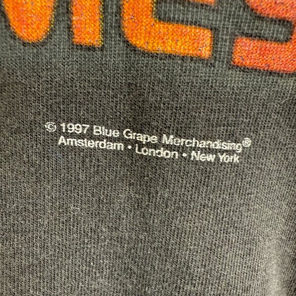 1997 Blue Grape Damned In Flames Graphic T-Shirt Black Preshrunk Cotton Mens L - Picture 3 of 11